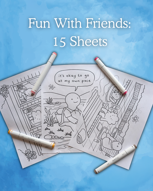 Fun With Friends Colouring Sheets ( 15 Sheets, Digital Download)