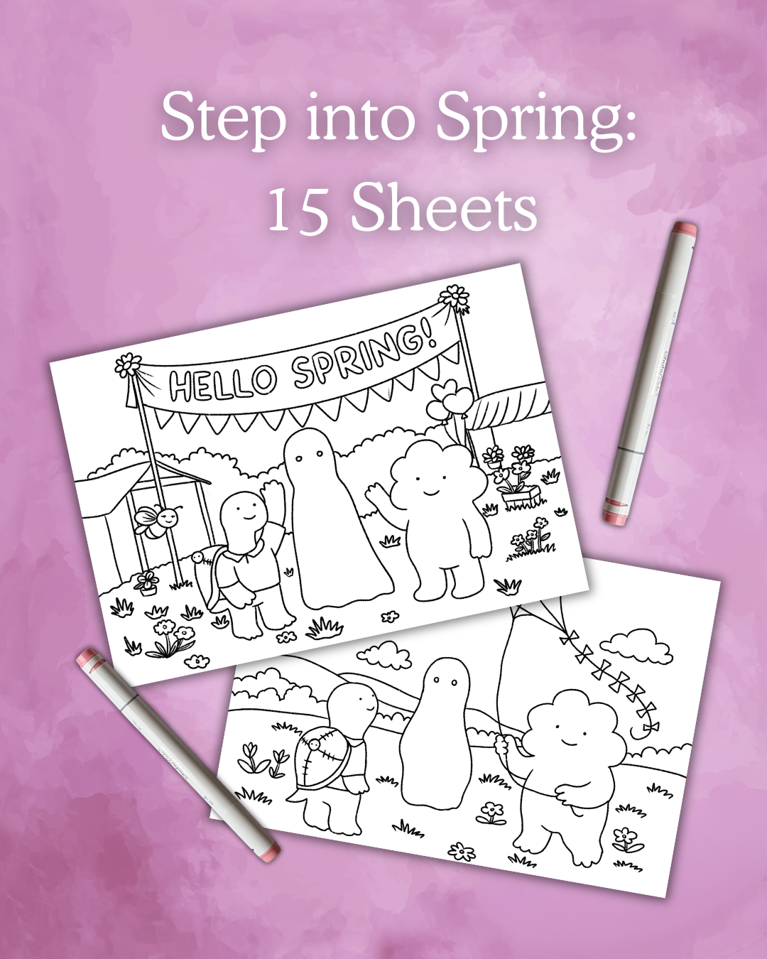 Step Into Spring: Colouring Sheets (15 Sheets, Digital Download)