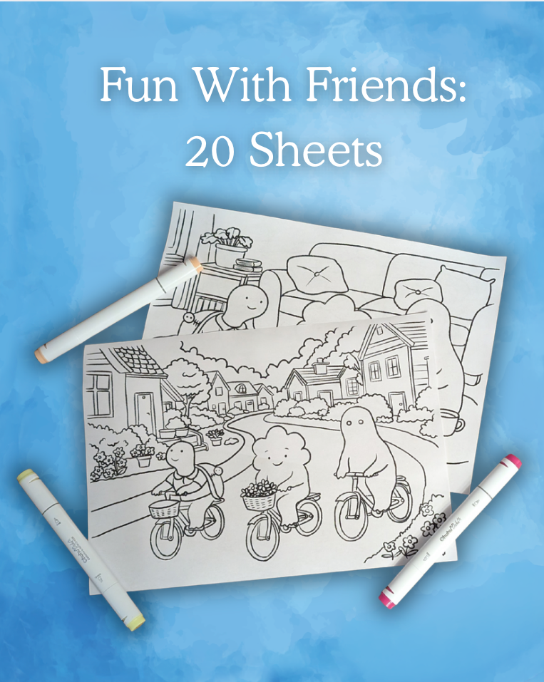 Fun With Friends Extended Pack: Colouring Sheets ( 20 Sheets, Digital Download)